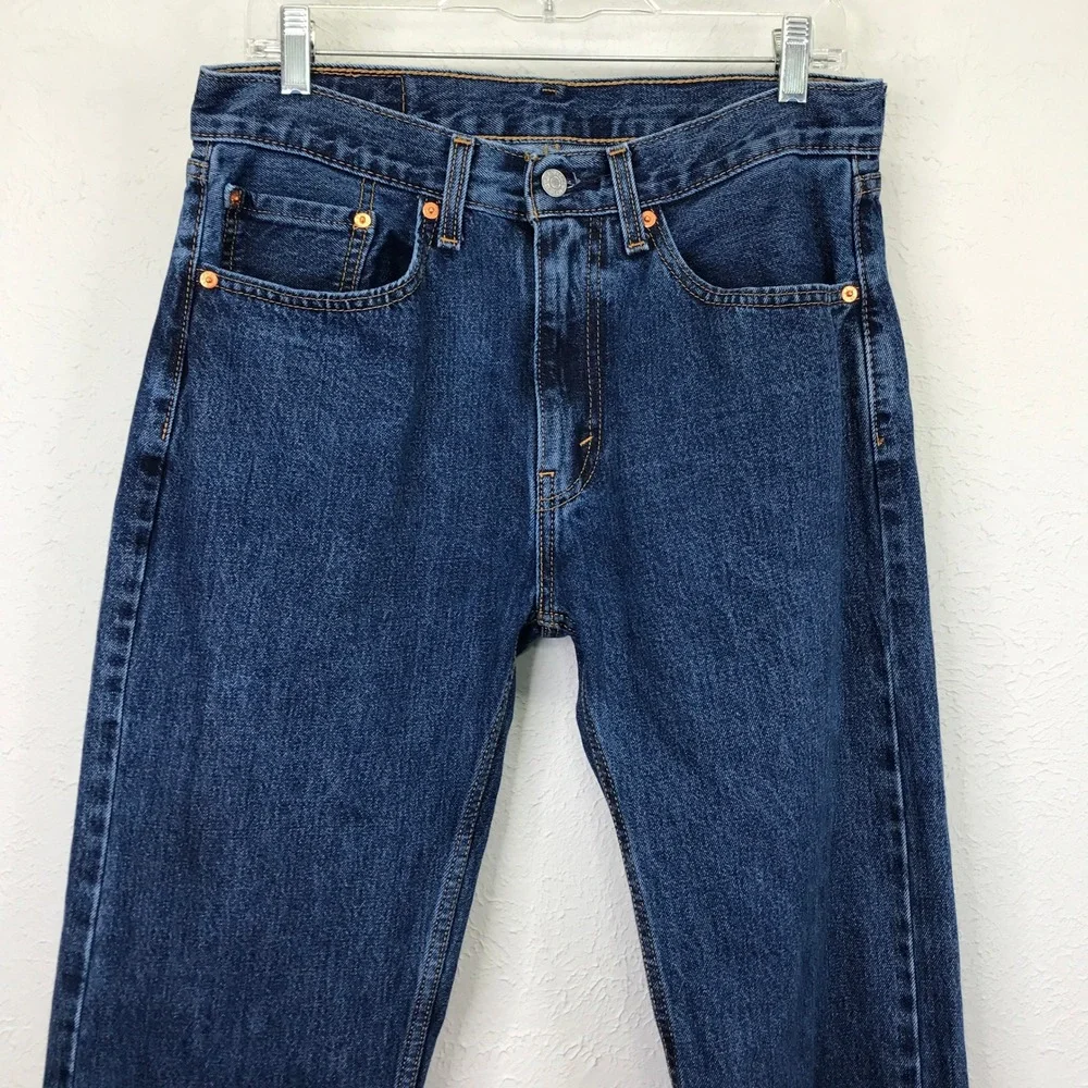 Levis 505 Jeans Mens 32x32 (32x30) Blue Regular Fit Straight Leg Dark Wash Denim